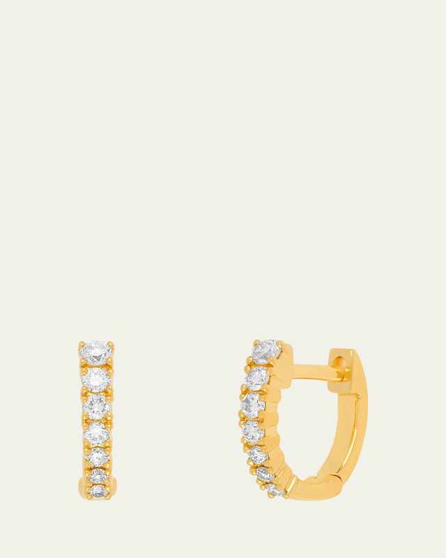 14K Yellow Gold Full-Cut Diamond Arc Mini Huggie Earrings